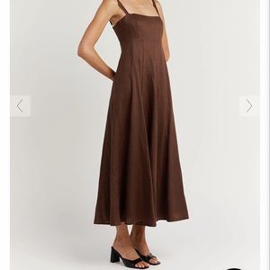 NWT DISSH ROSS CHOCOLATE LINEN MIDI DRESS